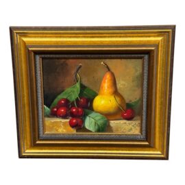Carle Shi Cherries and a Pear Oil Painting, Signed