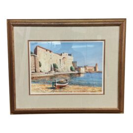 Gilles Grimoin Original Watercolor, Framed