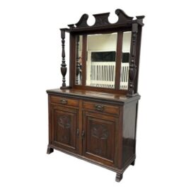 Victorian Carved Mahogany Triple Mirror Sideboard