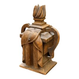 Neoclassical Hand Carved Flaming Urn Memorial Bust