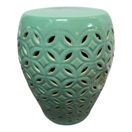 Glazed Ceramic Outdoor Garden Stool, Turquoise