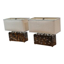 Lika Moore for Blackman Cruz Workshop Studded Table Lamps, Pair