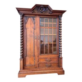 Baroque Revival Oak Display Cabinet