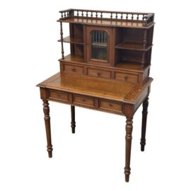 Quarter-Sawn Oak Secretary Desk + Gallery Top, Antique