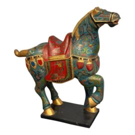 Chinese Republic Period-Style Cloisonné Painted Wooden Horse