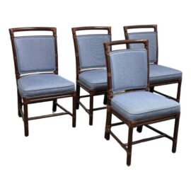 Orlando Diaz-Azcuy for McGuire Furniture Target Back Upholstered Chairs, Set of Four. Original Price: $5,541