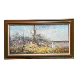 Marie Charlot Impressionist Landscape Palette Knife Oil Painting, Signed