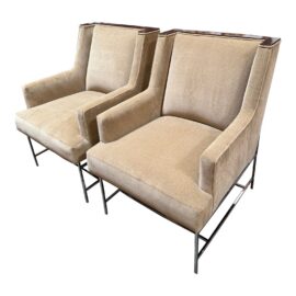 Michael Weiss for Vanguard Furniture Mohair Chairs, Pair. Estimated Price: $3,000