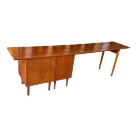 Mid 20th Century Teak Wood Office Desk With Cabinet