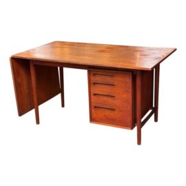 Mid 20th Century Danish Design Extension Office Desk, Teak Wood