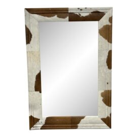 Made Goods Charles Brown + White Hide Framed Mirror. Original Price: $1,400