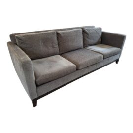 Contemporary Track Arm Sofa, Gray Velvet