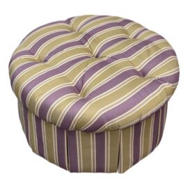 Sherrill Furniture Round Tufted Skirted Ottoman + Casters