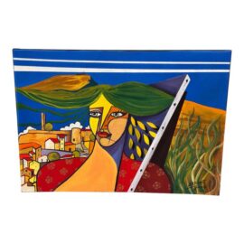 Late 20th Century Arkone Cubist Abstract Original Painting, Signed