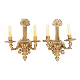 French Empire Gilt Bronze Wall Sconces, Pair