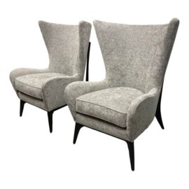 Caracole Whats New Pussycat Wingback Chairs, Pair. Original Price: $6,700