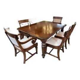 Hickory Chair Company Empire Style Extension Dining Room Table + Six Chairs, Set. Estimated Price: $33,250