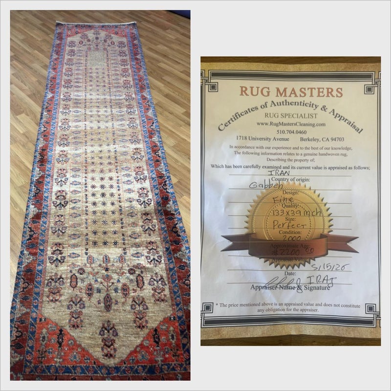 2ft 10in × 11ft 1in Iranian Gabbah Runner Rug. Original Price