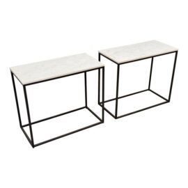 Pottery Barn Delaney Rectangular Marble End Tables, Pair. Original Price: $900