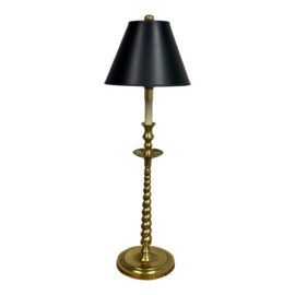 Frederick Cooper Rope Twist Polished Brass Candlestick Table Lamp