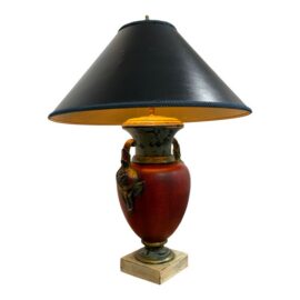 Neoclassical Gilt Patina Red Urn Table Lamp