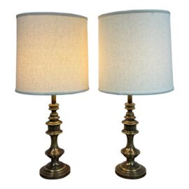 Vintage Brass Table Lamps, Pair