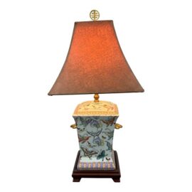 Chinoiserie Porcelain Butterfly Table Lamp, Vintage