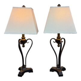 French Country Vintage Table Lamps, Pair