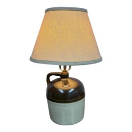 Rustic Two-Tone Ceramic Jug Table Lamp, Vintage