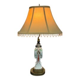 Chinoiserie Porcelain Figural Table Lamp, Vintage