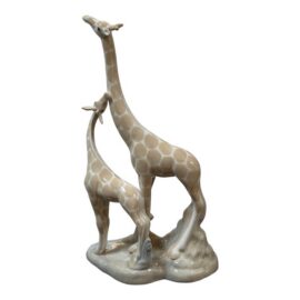 Miquel Requena Giraffe and Calf Porcelain Figurine, Signed