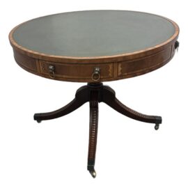 Manor House Round Leather Top Pedestal Table