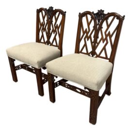 Chippendale Vintage Side Chairs, Pair