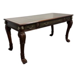 Chippendale Revival Leather Top Writing Desk, Vintage