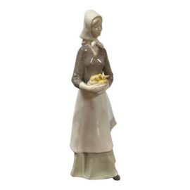 Carl Scheidig Grafenthal Factory Girl Carrying Ducklings Porcelain Figurine, Signed