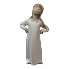 Fulgencio García for Lladró Girl Stretching Porcelain Figurine, Signed