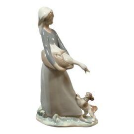 Fulgencio García for Lladró Girl With Goose and Dog Porcelain Figurine, Signed