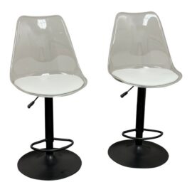 Modern Lucite Swivel Bar Stools, Pair