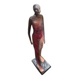 J. Charney Walking Man Ceramic Sculpture, Signed