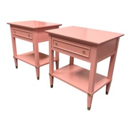 Firebird Furniture Vintage Regency Style Pink Nightstands, Pair. Original Price: $1,750