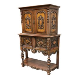 Empire Manufacturing Company Tudor Revival Walnut Highboard Cabinet
