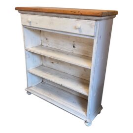 Shabby Chic White + Tan Bookshelf