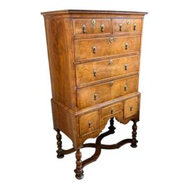 Empire Walnut Wood Highboy Dresser, Antique