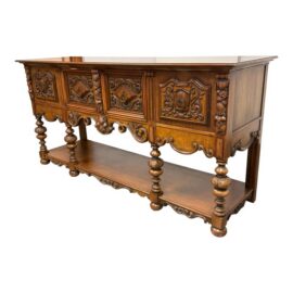 Empire Manufacturing Company Tudor Revival Carved Walnut Console Server