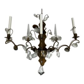 Hollywood Regency Crystal Prism Five Light Wall Sconce
