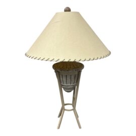 Rustic Patinated Metal Tripod Table Lamp