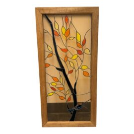 Tori Framed Stained Glass Wood Panel With Leaves