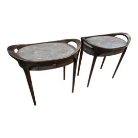 R&Y Augousti Black Shagreen Side Tables, Pair. Original Price: $5,700
