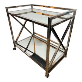 Worlds Away Gerard Bar Cart, Stainless Steel. Original Price: $1,500