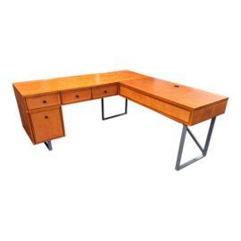 Inbox Zero Furniture Nusaiba L-Shaped Lift-Top Cane Executive Desk. Original Price: $880